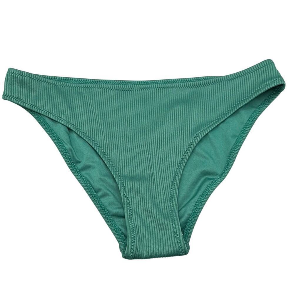 CUPSHE Women's Green Ribbed Low Cut Bikini Bottoms Size Medium NWT
